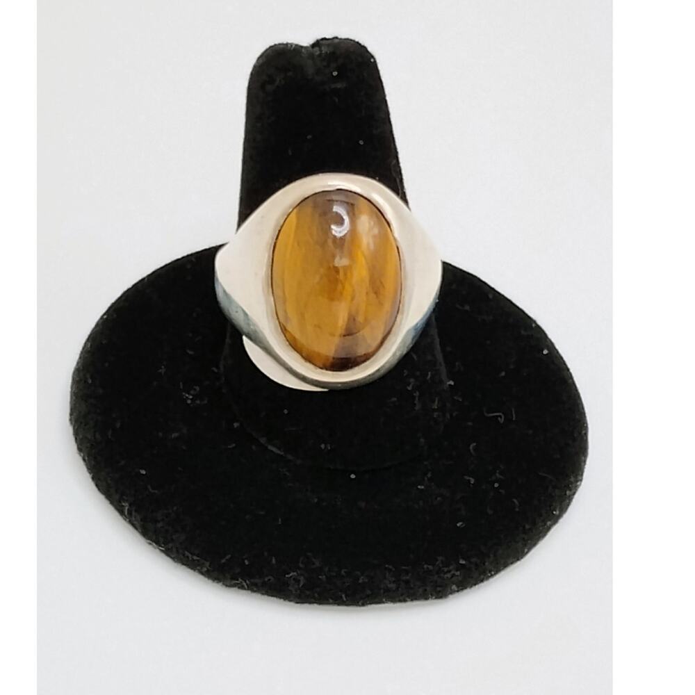 Men's Tiger's Eye 925 Ring Sz10 stamped Mexico 925